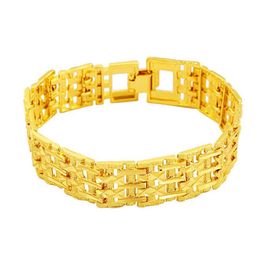 men's wide watch buckle 24k gold plate Link Chain bracelets JSGB134 fashion wedding gift men yellow gold plated bracelet193h