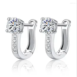 Stud Earrings 925 Sterling Silver Simplicity U-shaped Fashion Jewellery With Shiny Zircon Crystal For Women Birthday Gift