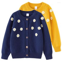 Jackets Baby Girls Long Sleeve Flower Printing Knit Sweater Cardigan Coat Spring Autumn Kids Children Clothes