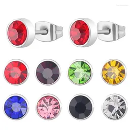 Stud Earrings High Quality 1 Pair Stainless Steel Zircon Piercing For Women Elegant Jewellery Fashion Gift