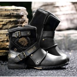 278 Ankle Men's High Quality Work Cowboy Zipper Motorcycle Men Fashion Western Plus Size 39-48 Platform Boots Tenis Masculine 231219 a