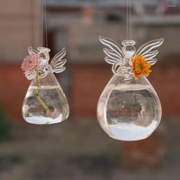 Vases Window 2pcs Guardian Angel Glass Cuttings Greenery Hydroponic Container Hanging Vase Flower Holder Centrepiece For Home