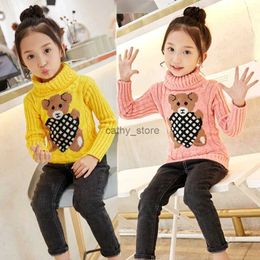 Pullover 2023 Winter Boys Girls Sweater Thick Knitted Bottoming Turtleneck Shirts Solid High Collar Pullover Toddler Children ClothingL231215