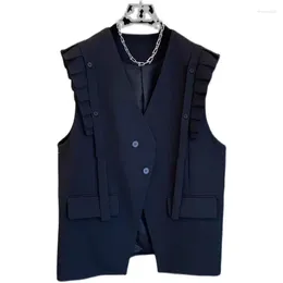 Women's Vests Large Size Autumn Style Loose Casual Mohair Twill Suit Vest Waistcoat Women Jackets For 2023