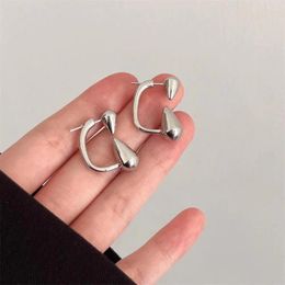 Stud Earrings Korean Style Fashion Geometric Square Silver Color Pierced For Women Special Unique Design Ear Jewelry Gift