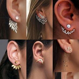 Stud New Trendy Pearl Earrings Angel Wings Feather Shape Stud Earring For Girls Bohemian Wedding Jewerly Gifts 231W Drop Delivery Jewe Dhi1B
