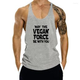 Men's Tank Tops MAY THE VEGAN FORCE BE WITH YOU BLACK GREEN Humour Mens Top Men