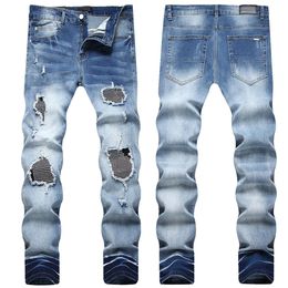 2 New Designer Mens Jeans Skinny Pants Casual Luxury Jeans Men Fashion Distressed Ripped Slim Motorcycle Moto Biker Denim Hip Hop Pants#315