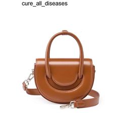 2024Smile bag solid leather new cowhide saddle small cross-body spring and summer