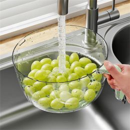 Storage Bottles Rice Washing Basket Multi-functional Plastic Portable With Handles Kitchen Tools Artefact Basin Strainer