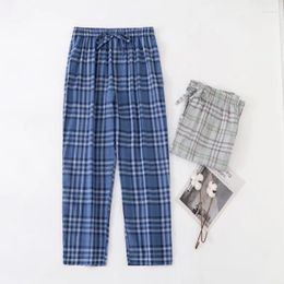 Men's Sleepwear Spring Autumn Men Cotton Sleep Bottoms Male Plus Size High Quality Home Trousers Casual Plaid Lounge Pants S-XXL