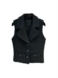 Women's Vests Waistcoat Lapel Short Slim-fit Forehead Version Solid Color Single-breasted Design Comfortable And Warm 2023 Autumn Winter