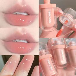 Lip Gloss Pink Popsicle Mirror Lip Gloss Jelly Water Light Moisturizing Lip Glaze Clear Quickly Dries Nude Lipstick Korean Cosmetics 231218