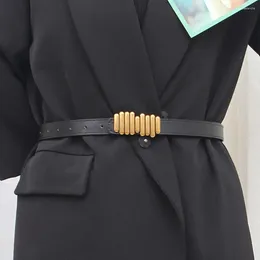 Belts Colour Trouser Belt Dress Decoration Metal Buckle Thin Pu Leather Waist Strap Women Waistband
