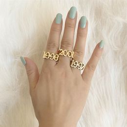 1991-2005 Birth Year Number Rings for Women Men Gothic Birthday Date Ring Special Date Gold Ring for Friendship Gift262Z