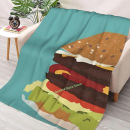 Blankets Burger Art Print Throw Blanket 3D Printed Sofa Bedroom Decorative Children Adult Christmas Gift
