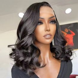 Hd Body wave full lace front human hair wigs 360 with baby hair preplucked 100% virgin human 14inch short bob glueless side part 150%