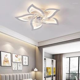 Ceiling Lights Modern LED Light Black White Flower Acrylic Smart Fan For Bedroom Living Room Study Illumination Luminaire Lustre