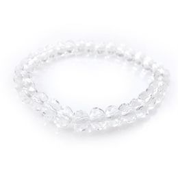 Transparent 8mm Faceted Crystal Beaded Bracelet For Women Simple Style Stretchy Bracelets 20pcs lot 230n