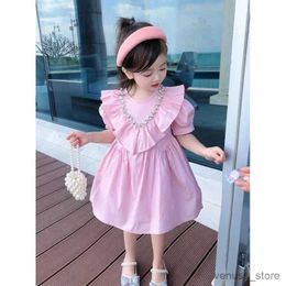 Girl's Dresses Summer Pink Beading Lolita Child Girls Casual Midi Dress Children Dresses For Teens 1213 14 YR Party Princess Sundress Ball Gown