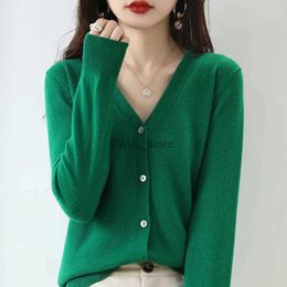 Women's Sweaters Cashmere Women Cardigan V-Neck Sweater Spring Autumn Winter Female Long Sleeve Wool Knitted Solid SoftL231213