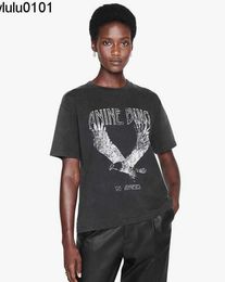 2023 A Bing Niche Eagle Print t Shirt Fried Snowflake Color Washing Designer Tee Women Black Short-sleeved T-shirt Tops Polos Cheap Sale High Quality 7712ess