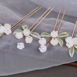 Hair Clips White Vintage Handmade Simple Hairpin Chinese Archaistic Bell Personality Headwear Tassel Hairpins Ornament For Women Girls