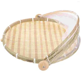 Dinnerware Sets Container Dustpan Storage Basket Woven With Lid Reusable Cover Gauze Bread Baskets For Serving