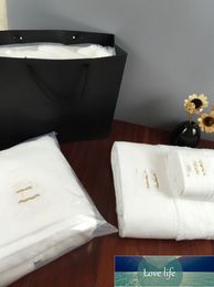Top Simple Five-Star Hotel Pure Cotton Bath Towel Three-Piece Towel White Gift Set Wholesale