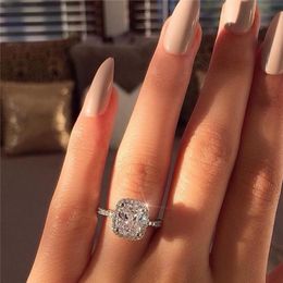 Promise Ring 925 Sterling Silver Cushion cut 3ct Diamond Engagement Wedding Rings For Womens Fashion Jewelry3371