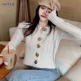 Women's Sweaters Fashion Single Breasted Long Sleeve Twisted Cardigan Female Solid Color Sweet Knitted Sweater Women Arrival 4 Colors Soft Sweate 231219