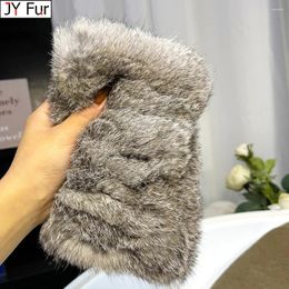 Scarves Winter Women Real Fur Handmade Stretch Scarf Knit Genuine Headbands Girls Natural Ring Cowl Snood