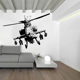 Stickers Large Helicopter Wall Sticker Boy Room Bedroom Aeroplane Plane Army Wall Decal Living Room Nursery Vinyl Home Decor Mural