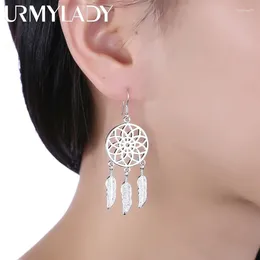 Dangle Earrings Fine Cute 925 Sterling Silver Dream Catcher Feathers For Woman Fashion Designer Party Wedding Jewellery Gifts