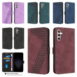 Hybrid Leather Wallet Cases For Samsung A05S A15 A35 A55 A05 S24 Ultra Plus Moto Edge 40 Neo G Power 2024 Play G14 G54 G84 Cube ID Card Slot Holder Square Flip Cover Pouch