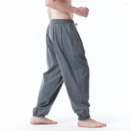 Men's Pants Men Cotton Line Summer Casual Man Trendy Japanese Cropped Loose 5xl