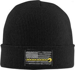 Berets USA Thin Yellow Line Flag Tow Truck Driver Vintage Beanie Hats Warm Chunky Cable Knit Hat Slouchy Skull Cap For Women Men