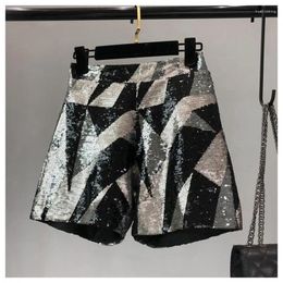 Women's Shorts Summer Spring Sexy Silver Sequins Party Club Lady High Waist Glitter Bottoms Glossy Short Pants