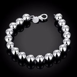 Bangle Fashion Jewellery 925 Pure Silver Plated Charm 10MM Solid Buddha Beads Hollow Beads Bracelets Gift Bag H136271A