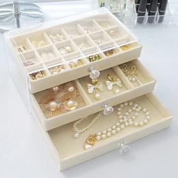 Jewellery Boxes Acrylic Jewellery Storage Box Multi Layer Earrings Ring Storage Box Drawer Style Jewellery Box Velvet Women Jewellery Box Gift 231218