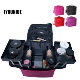 Bins Multilayer Toolbox Suitcase Women Cosmetic Organiser Makeup Box Large Cosmetic Bag Professional Case Beauty Vanity Box