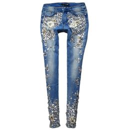 Jeans Diamond Pocket Jeans Flowers Pants Female 3d Stretch Pencil Denim Women Pants