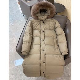 12.19 Temperament Office Fox Fur Collar Hooded Detachable Keep Warm Long Goose Down Coat Women