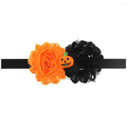 Bandanas Headband Fabric Elastic Pumpkin Flower Toddler Hairband For Shower Po Party Dressup ( Orange Black )