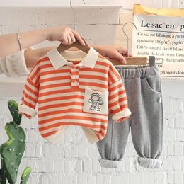 Clothing Sets Spring Causal Suit Baby Boys Girls Cartoon Strips T Shirt Pants 2pcs Set Children Kids Infant Sportswear