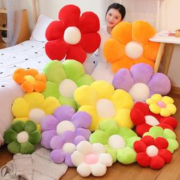 Plush Dolls 1pc 30 50 65CM Furry Flower Pillow Mat Stuffed Lifelike Shape Baby Kids Home Soft Cushion Decor 231218