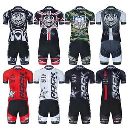 Sets ROCK RACING Cycling Team Jersey 19D Bike Short Set Ropa Ciclismo Mens Cycling Clothing Kit Summer Bicycle Maillot Culotte