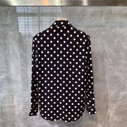 Men's Casual Shirts Spring Autumn Long Sleeve Polka Dot Men Street Work Loose Tops Fashion Single Breasted Black Male