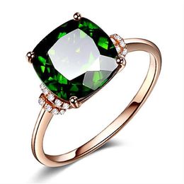 18k Rose Gold Plated Emerald Ring For Woman Gemstone Wed Green Crystal Ring297x