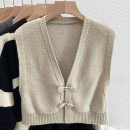 Women's Vests Sweater Vest Knitwear 2024 Spring V Neck Cardigan Coat Outwear Simple Solid Casual Sleeveless Waistcoat